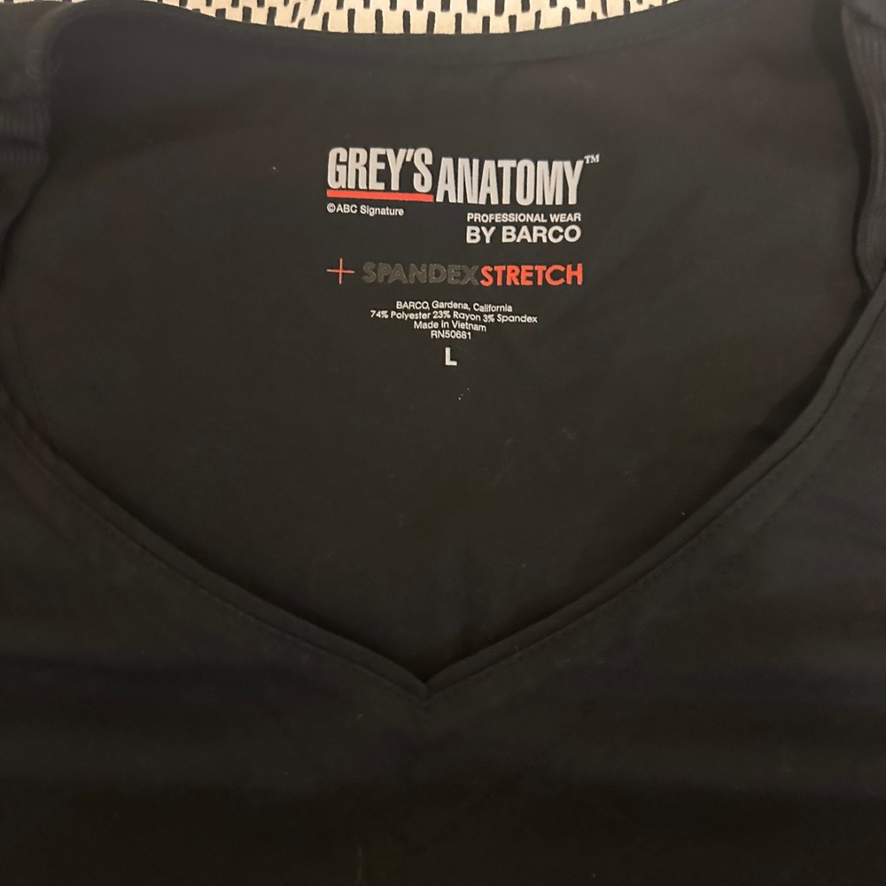 Grey's Anatomy Black Spandex V-Neck